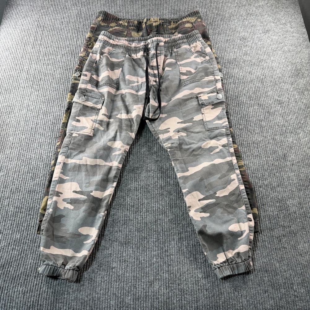 V.I.P. (set of 2) Cargo Jogger Pants Women 15/16 Excellent Camo Utility Stretch
